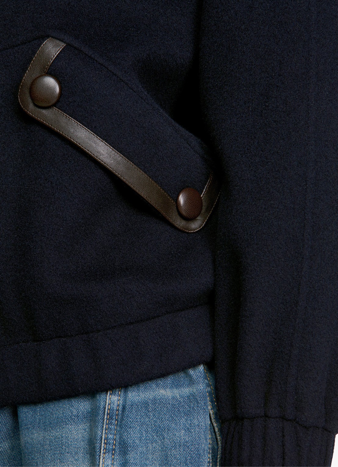 Sandro Jack van wol met details van leer - detail 2 donkerblauw