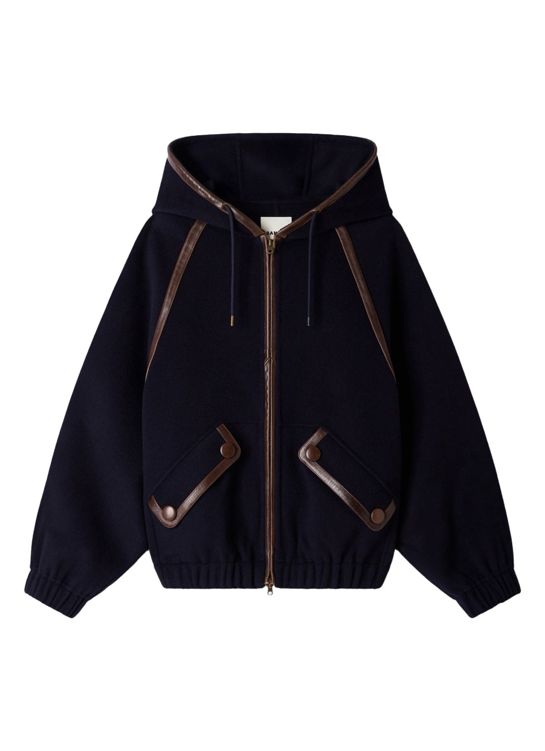 Sandro Jack van wol met details van leer - voorkant donkerblauw