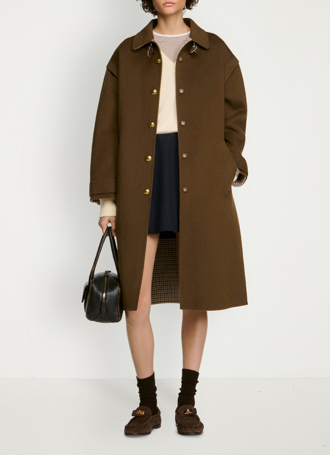 Sandro Jas van wol met details van leer - detail 5 bruin