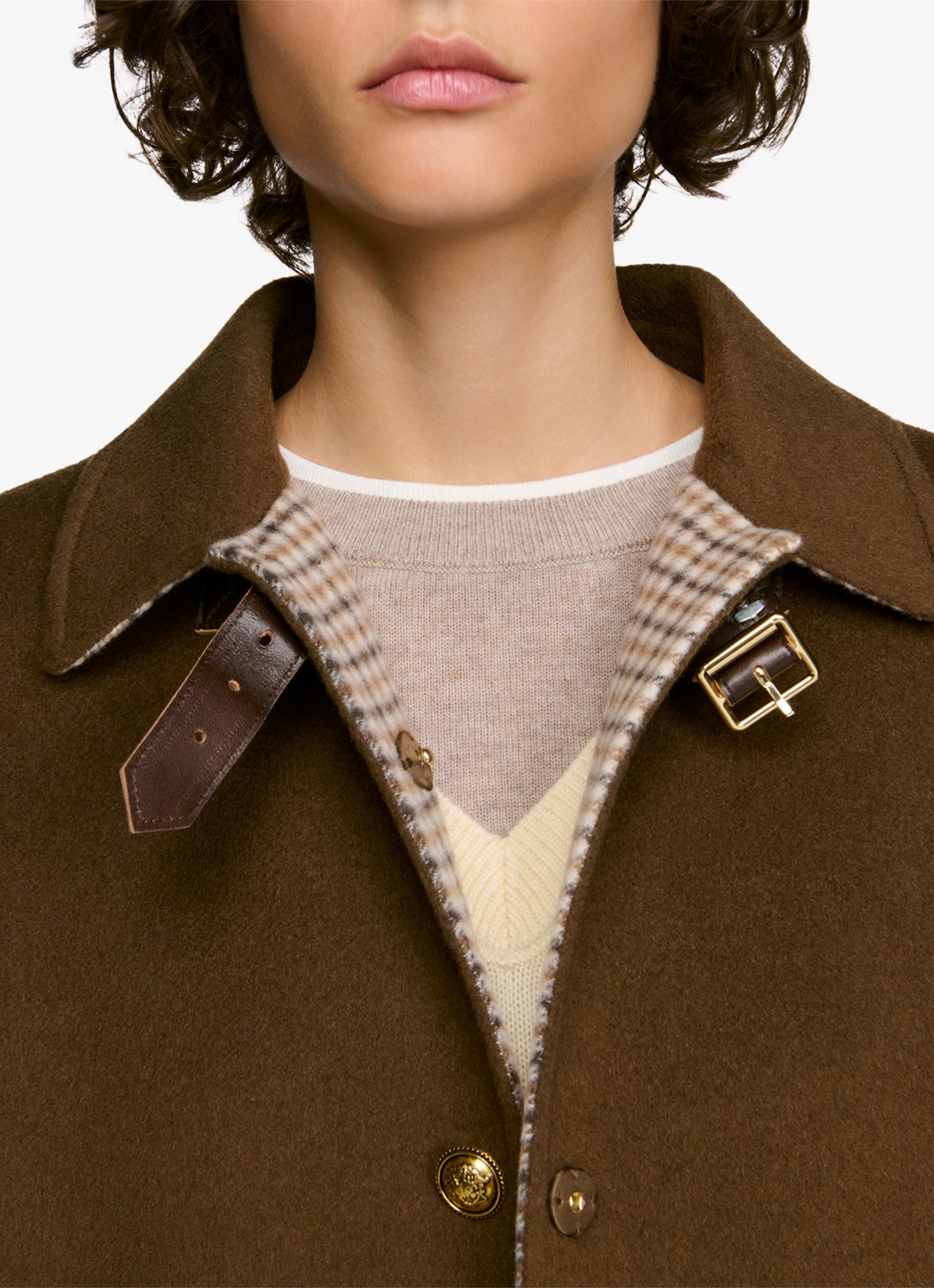 Sandro Jas van wol met details van leer - detail 6 bruin