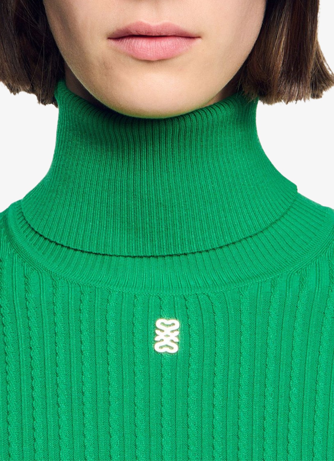 Sandro Kabelgebreide trui met logo - detail 4 groen