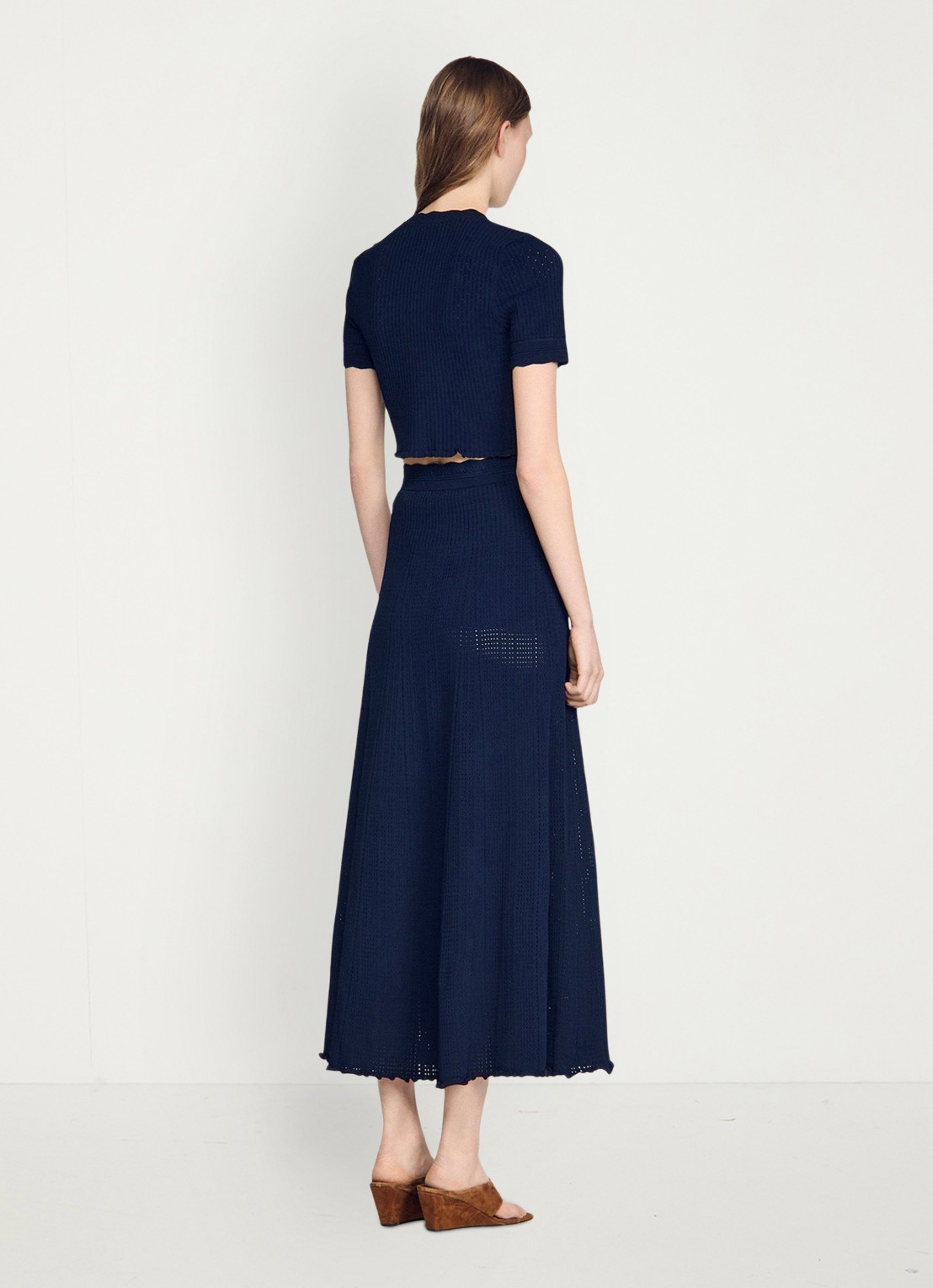 Sandro Kort gebreid vest met pointelle-details - achterkant 7 blauw