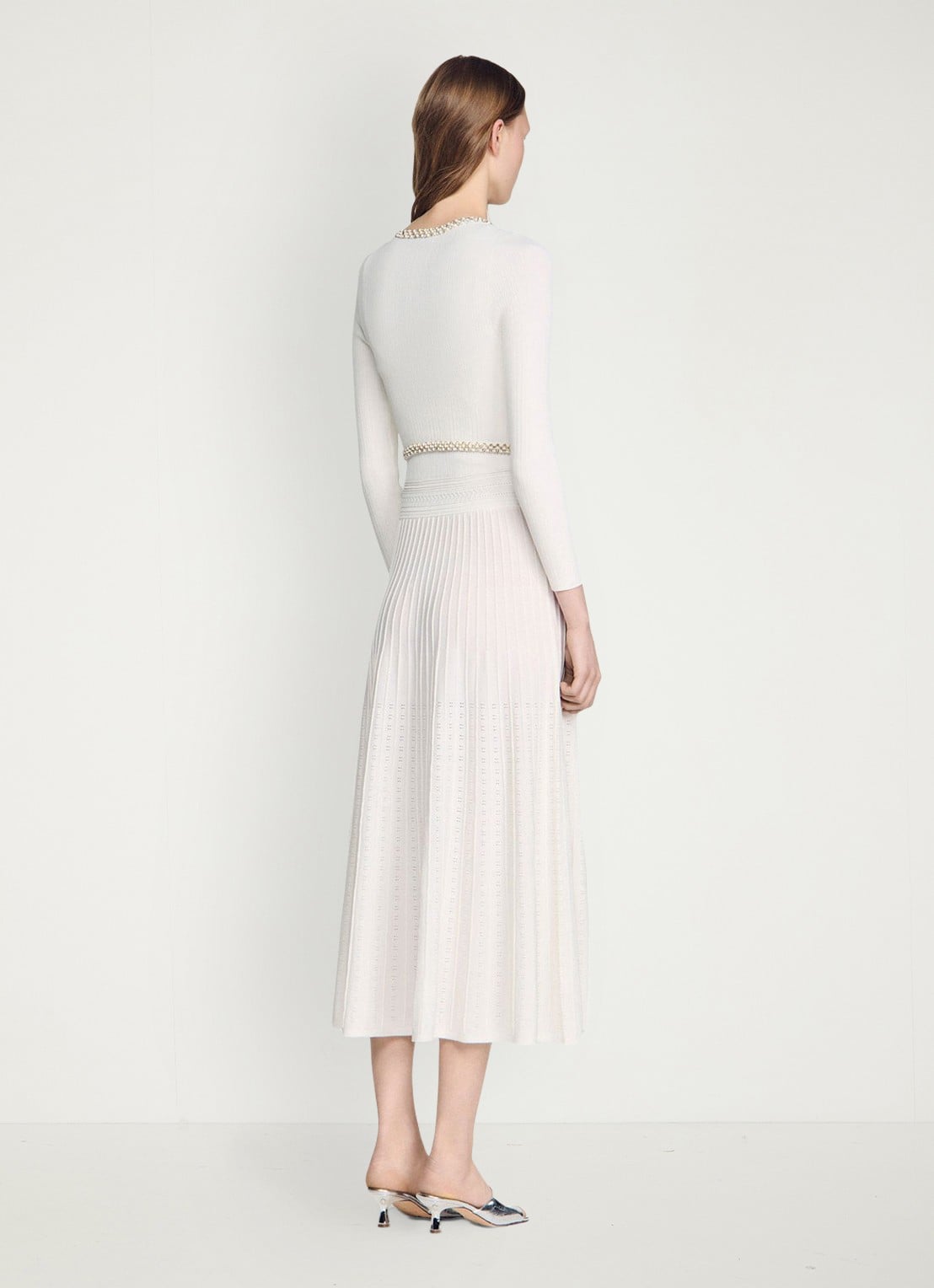 Sandro Kort vest met parels en stras - achterkant wit