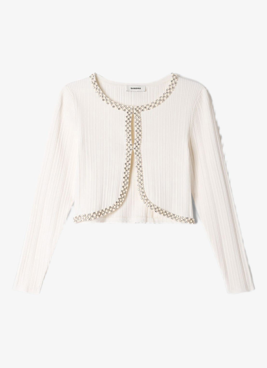 Sandro Kort vest met parels en stras - voorkant 6 wit