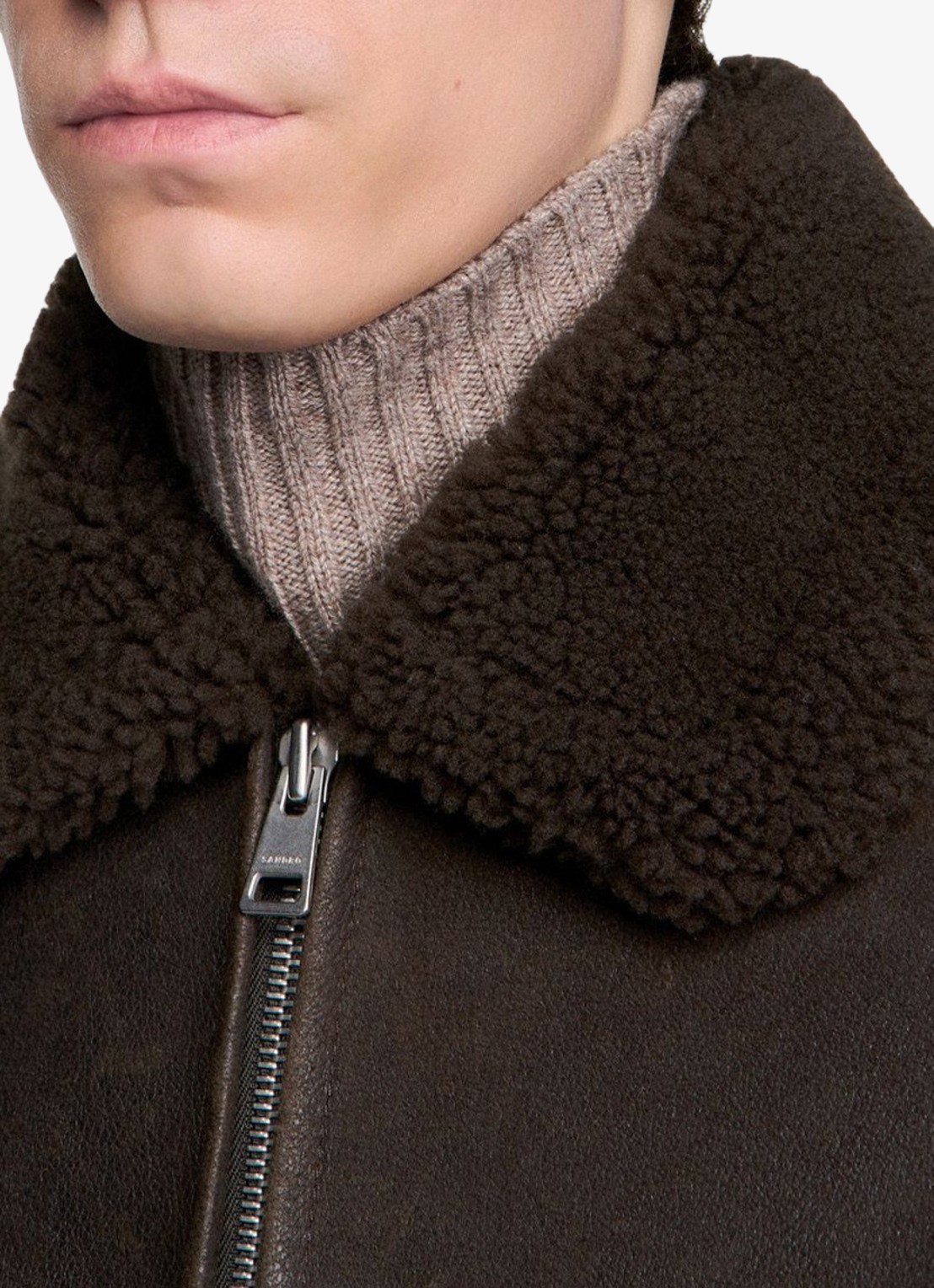 Sandro Lammy coat met steekzakken - detail 3 donkerbruin