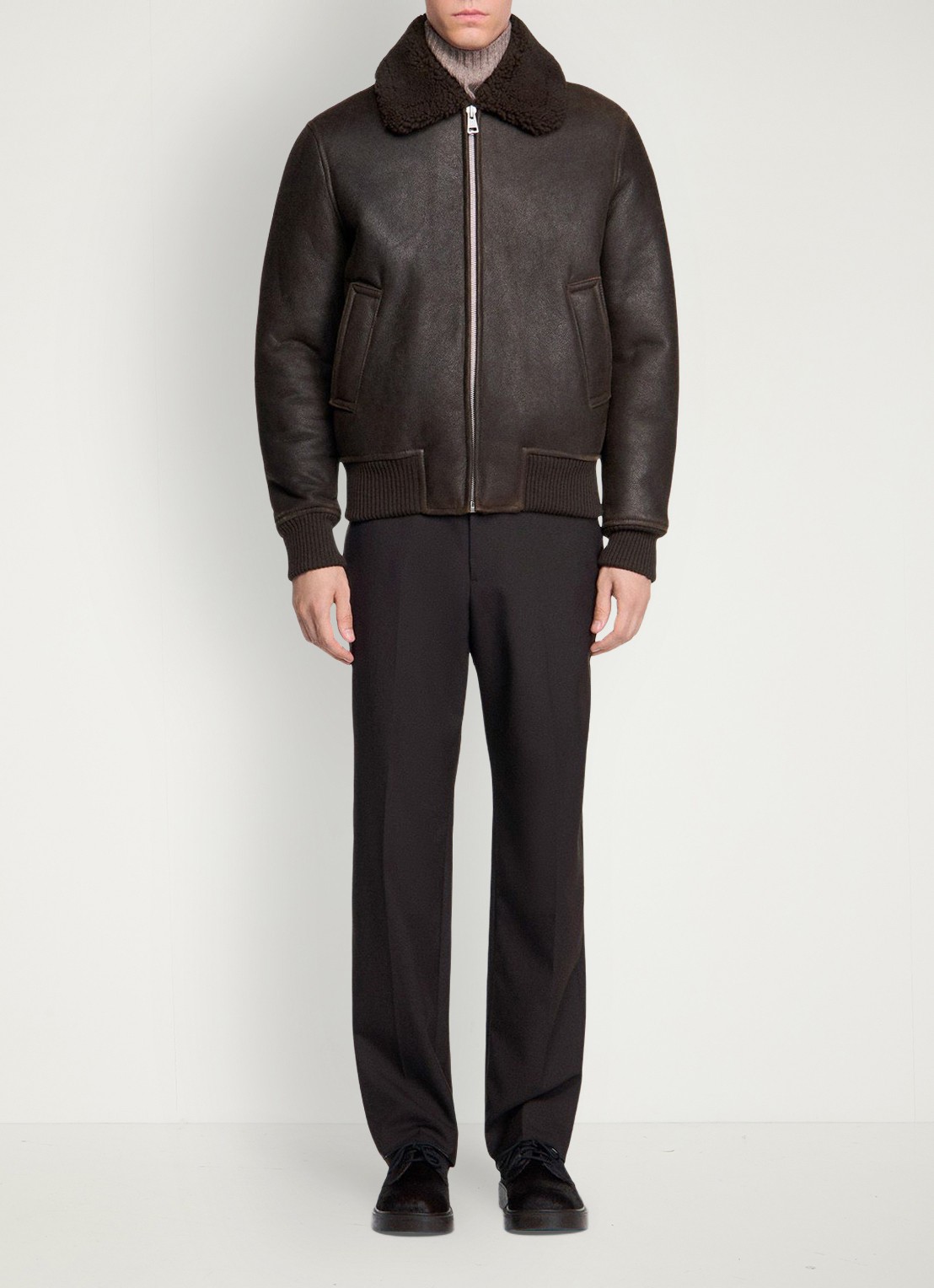 Sandro Lammy coat met steekzakken - voorkant 6 donkerbruin