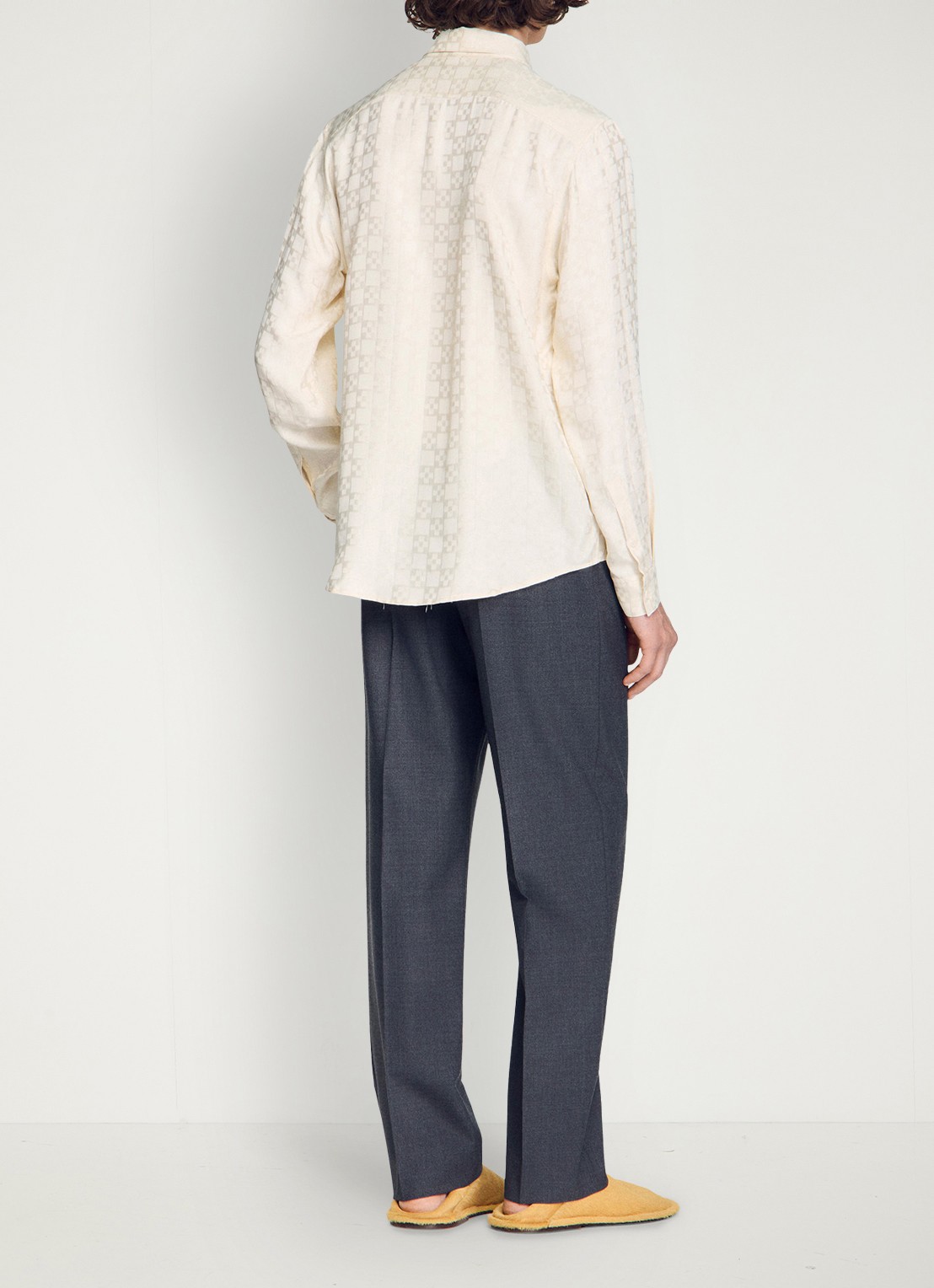 Sandro Loose fit blouse met ruitdessin - achterkant 4 donkerblauw