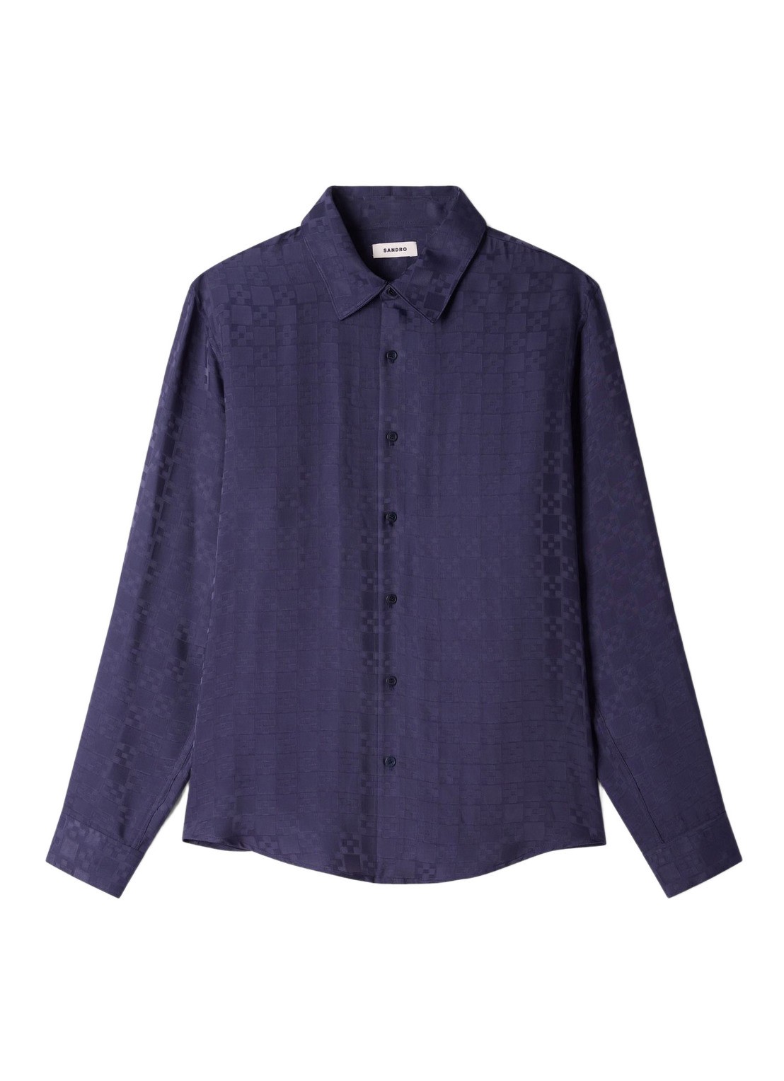 Sandro Loose fit blouse met ruitdessin - voorkant donkerblauw