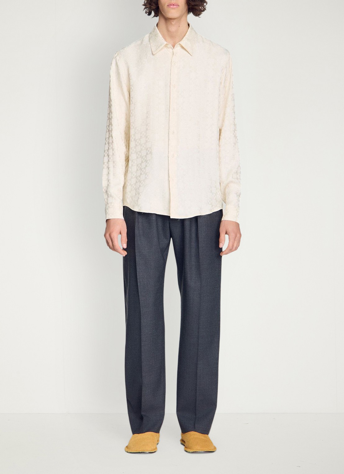 Sandro Loose fit blouse met ruitdessin - detail 2 wit