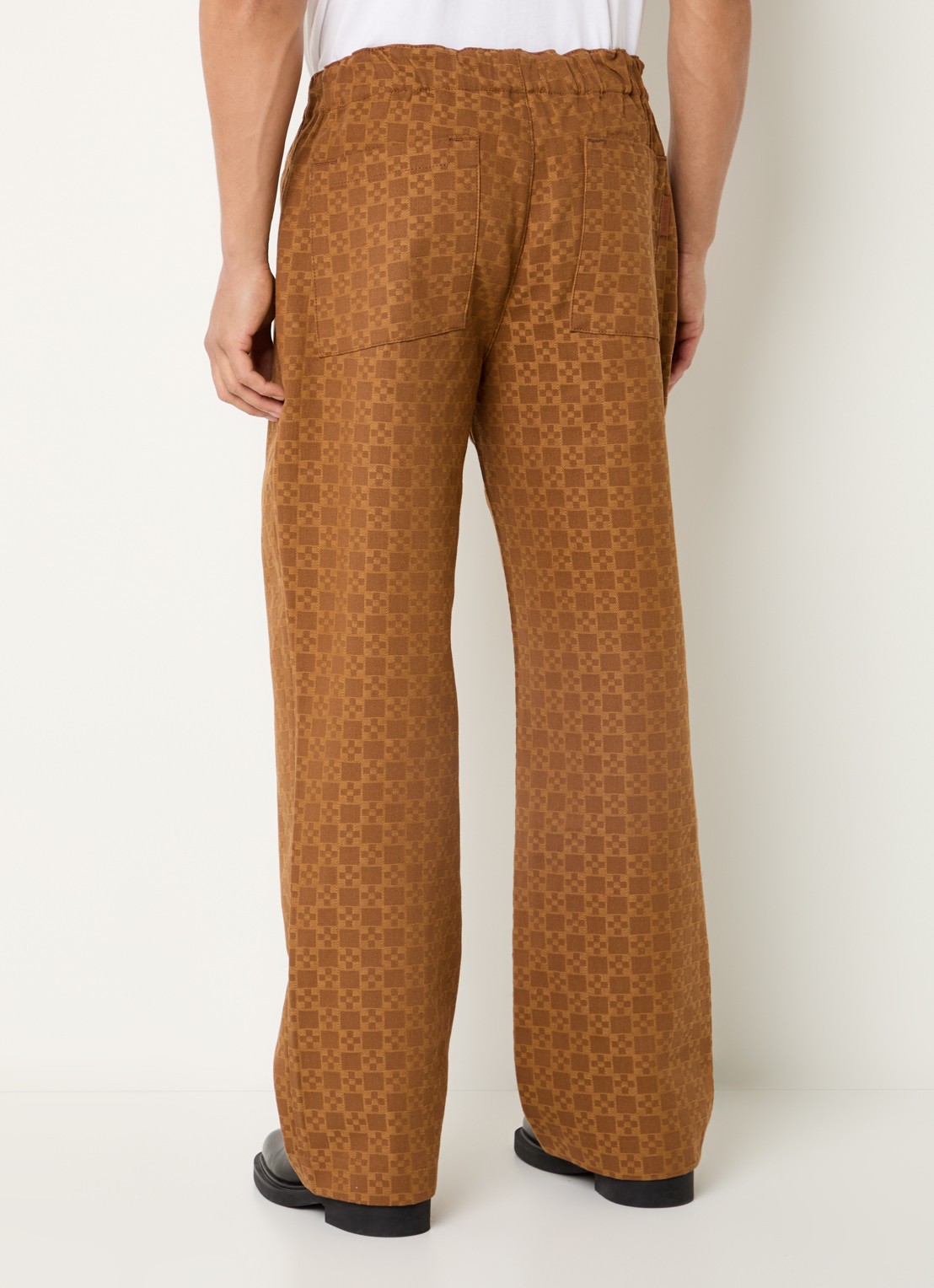Sandro Loose fit broek van denim met ruit dessin  - achterkant 5 camel