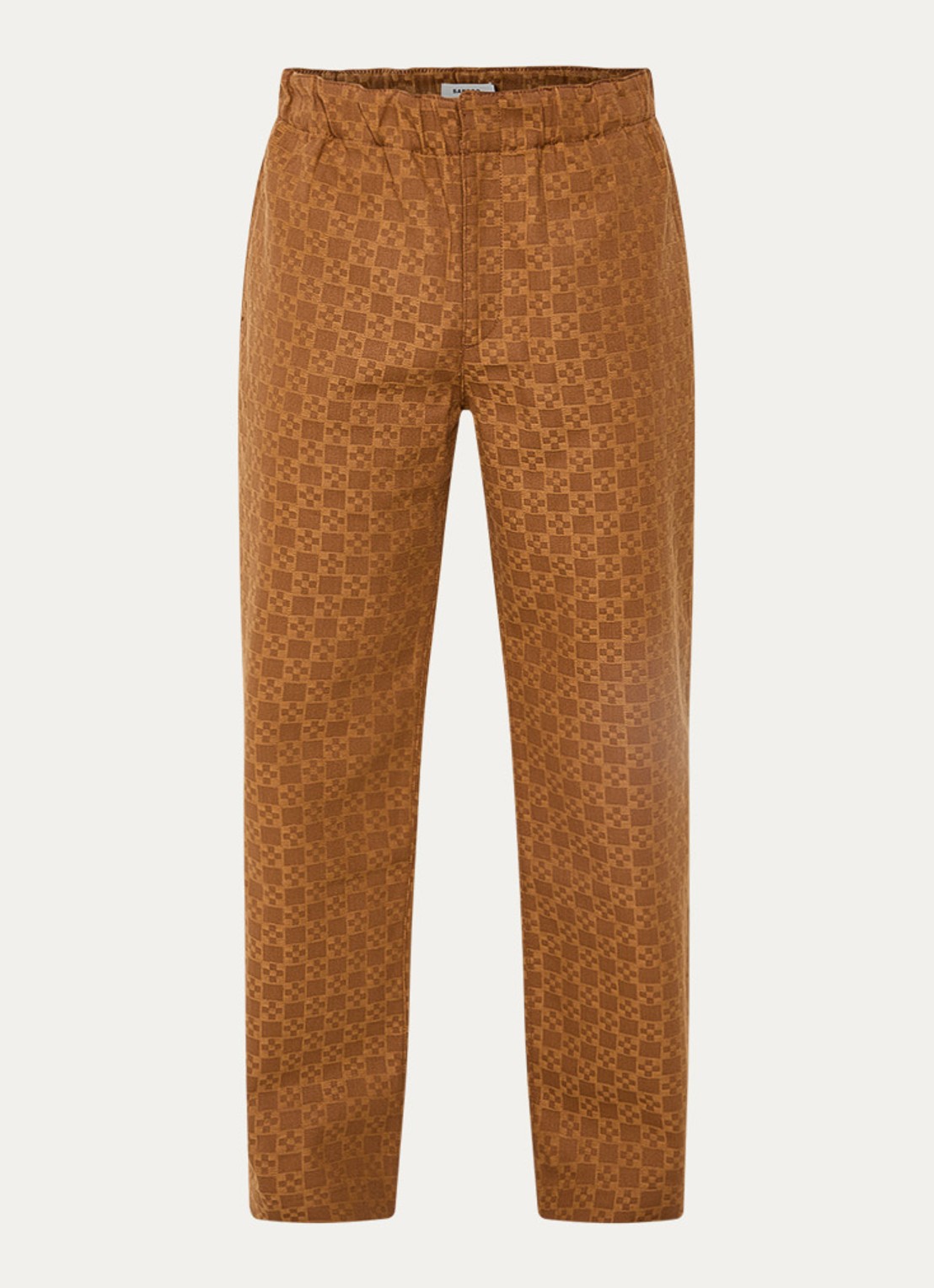 Sandro Loose fit broek van denim met ruit dessin  - voorkant 3 camel