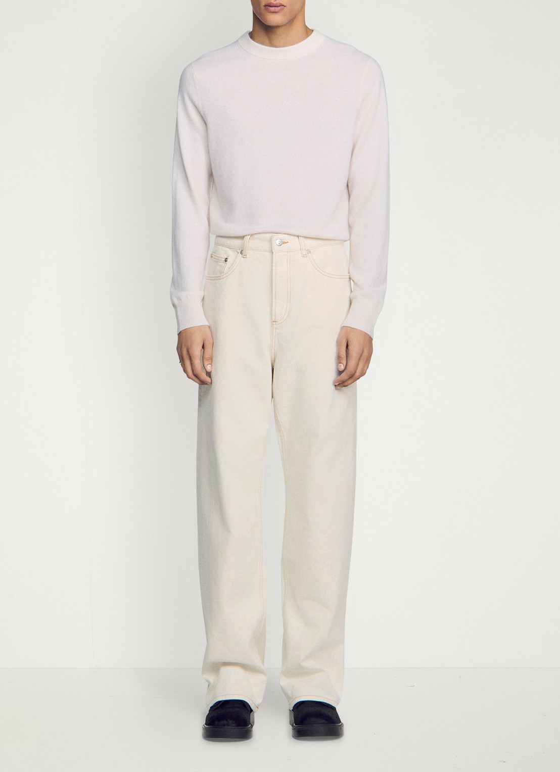 Sandro Loose fit jeans met gekleurde wassing - voorkant 2 ivoor
