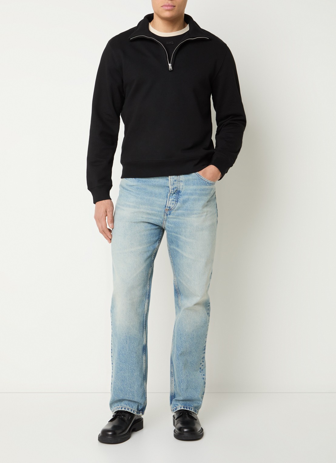 Sandro Loose fit jeans met lichte wassing - voorkant 3 indigo