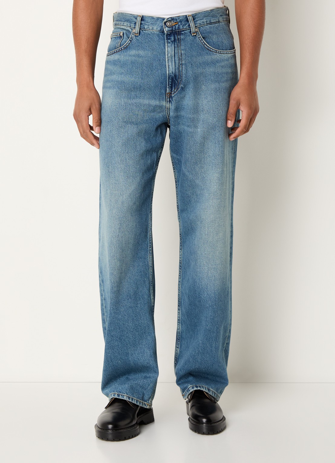 Sandro Loose fit jeans met medium wassing - detail 2 blauw