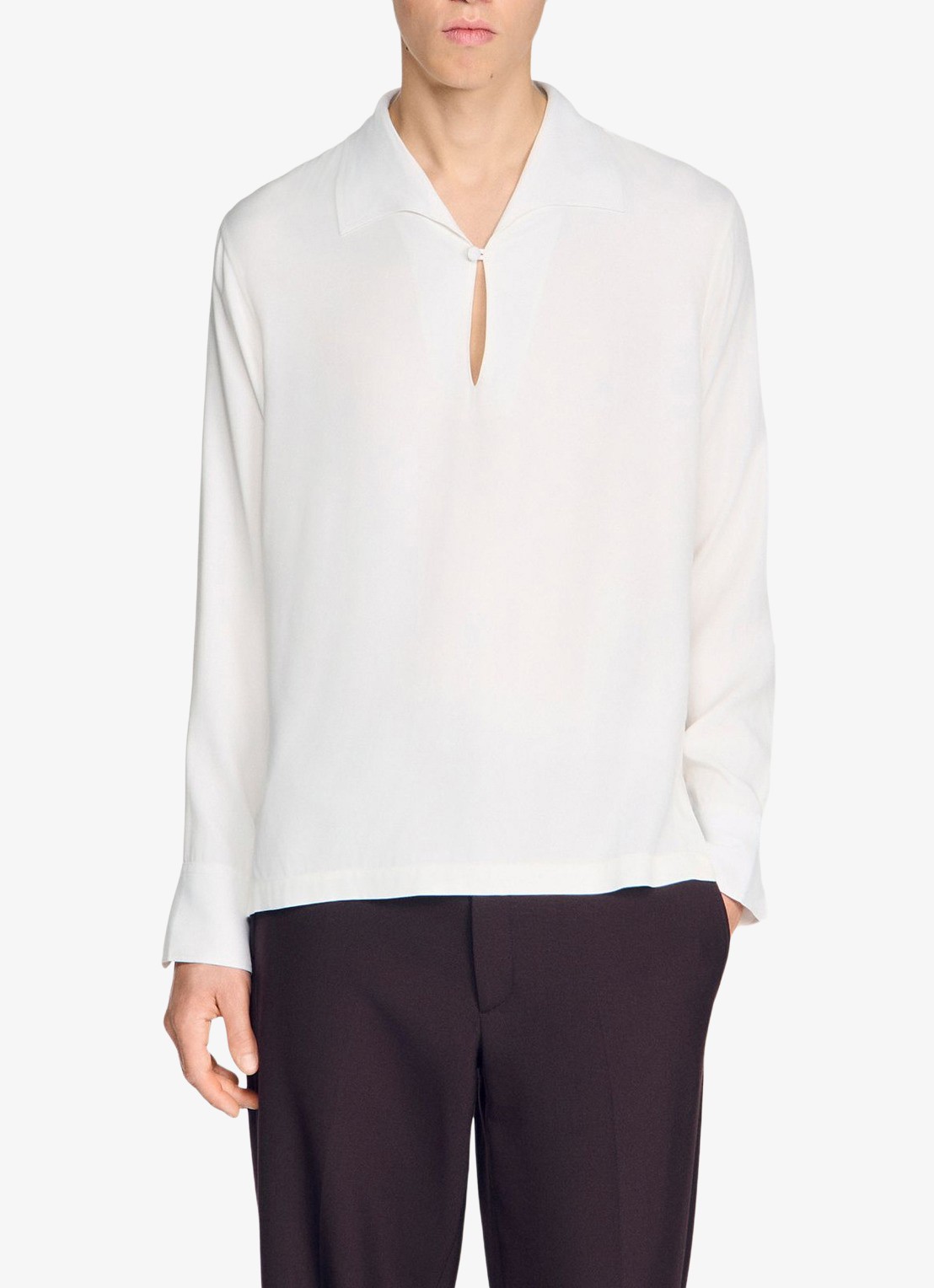 Sandro Loose fit overhemd met knoopsluiting - detail 2 white / wit