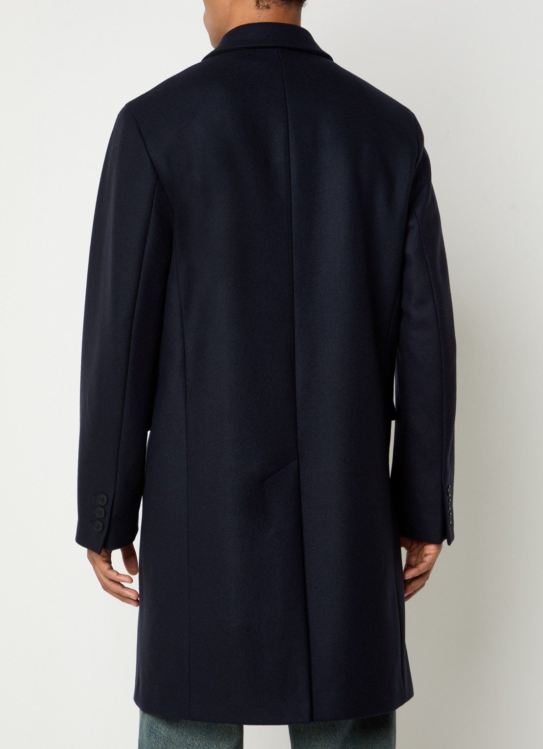 Sandro Mantel in kasjmierblend met klepzakken - achterkant donkerblauw