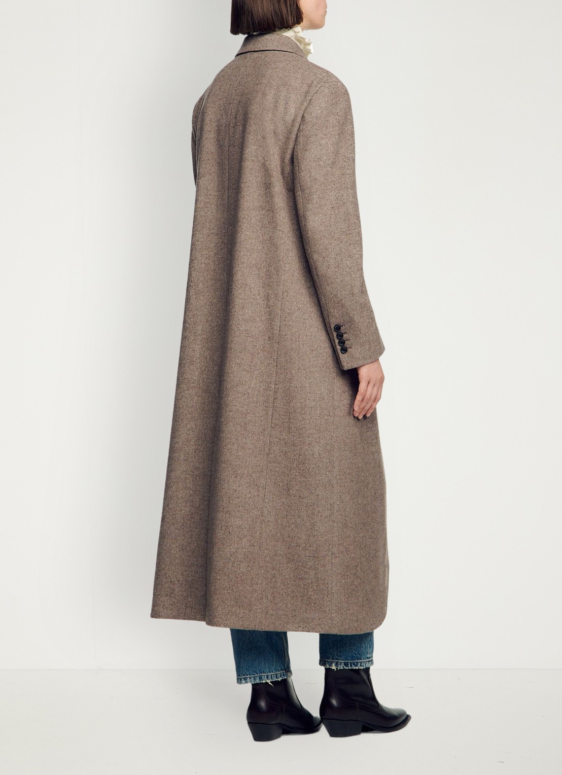 Sandro Mantel in wolblend met steekzakken - achterkant beige