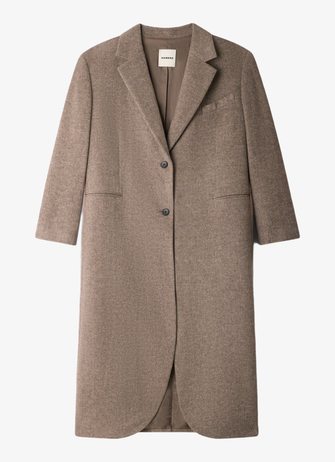 Sandro Mantel in wolblend met steekzakken - voorkant 2 beige