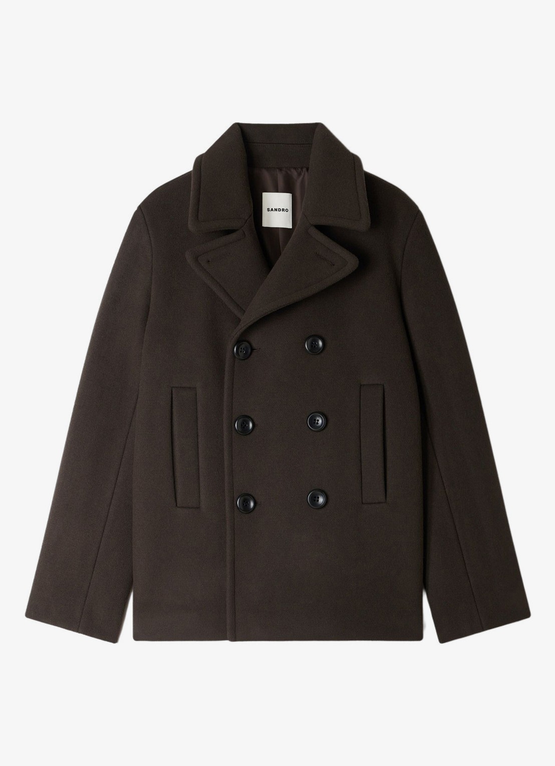 Sandro Mantel in wolblend - voorkant taupe