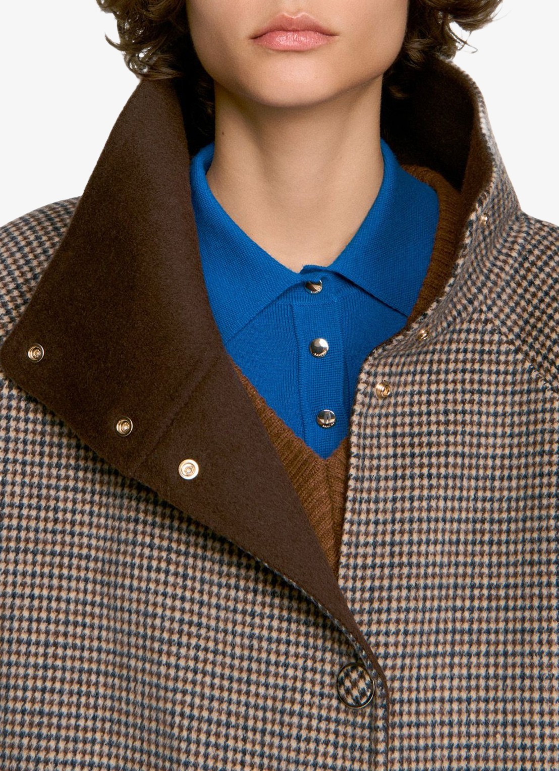 Sandro Mantel met ruit dessin - detail 3 bruin