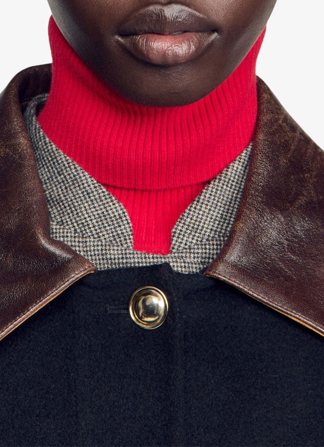 Sandro Mantel van wol - detail 3 zwart