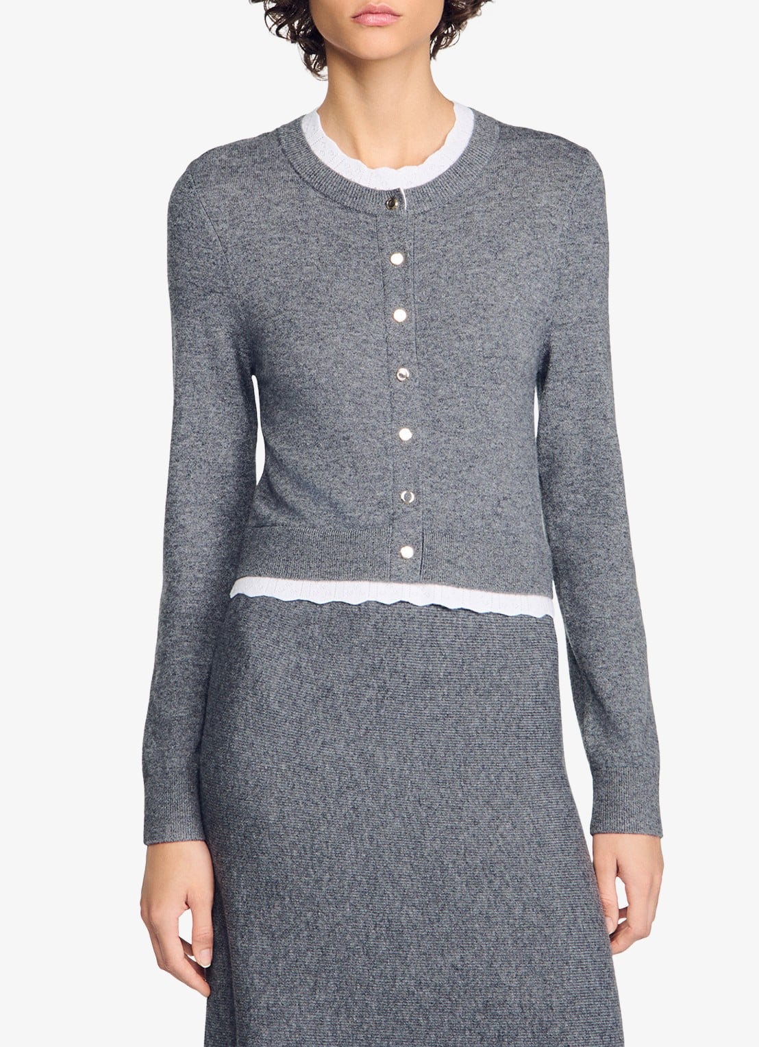 Sandro Maxi jurk in kasjmierblend - detail grijs