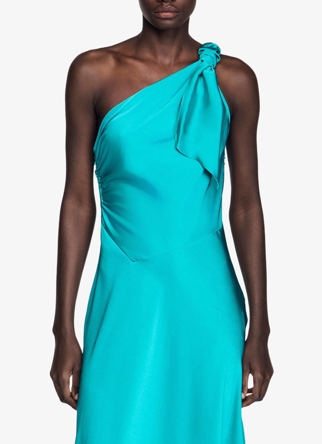 Sandro Maxi jurk met asymmetrische hals - detail 2 groen