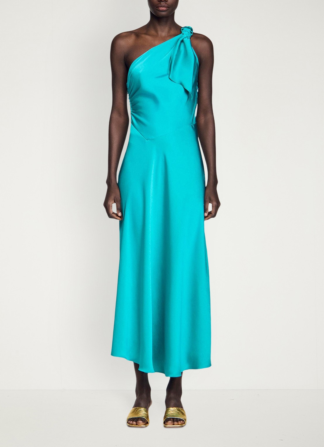 Sandro Maxi jurk met asymmetrische hals - detail 3 groen