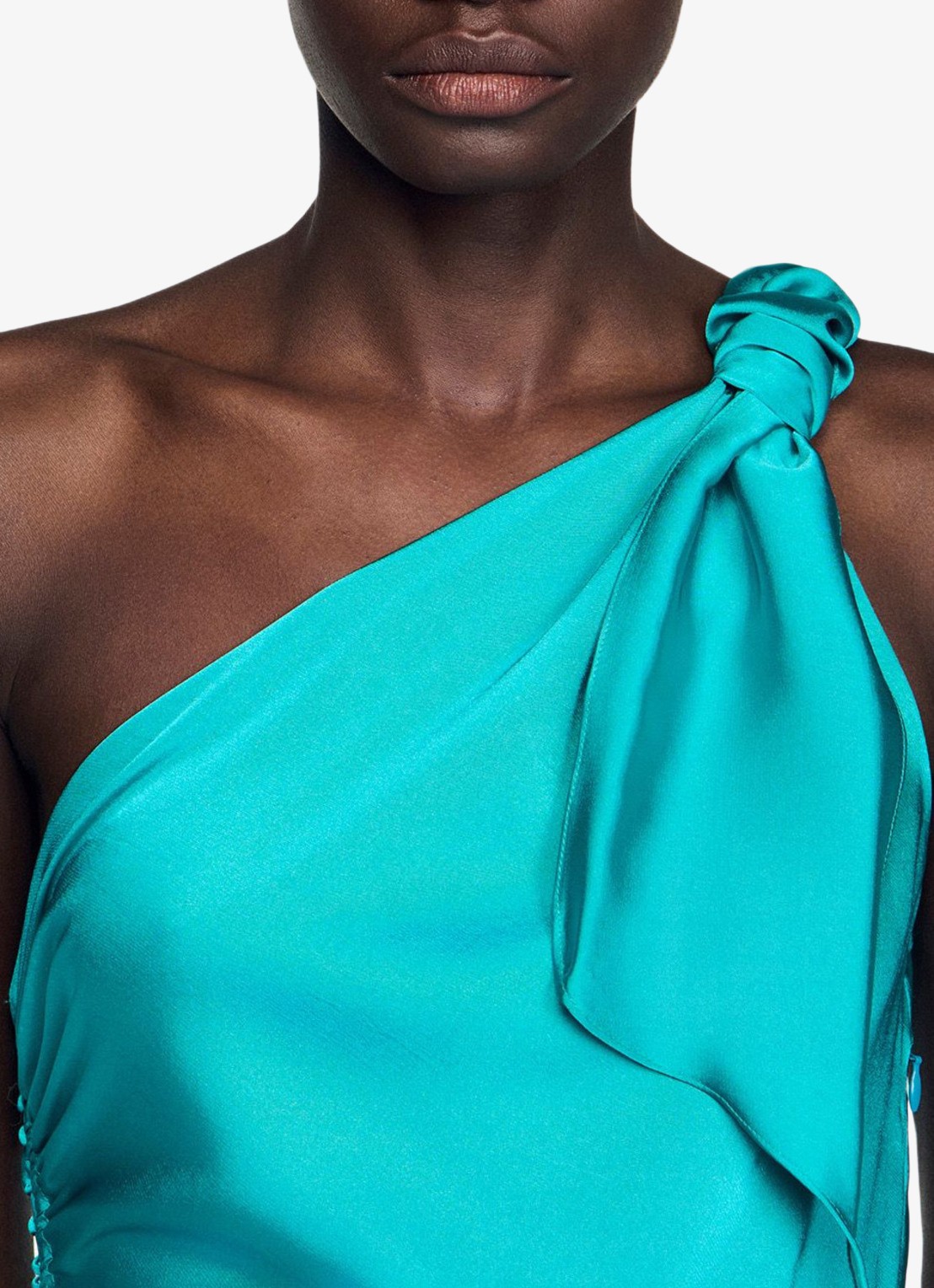 Sandro Maxi jurk met asymmetrische hals - detail 4 groen