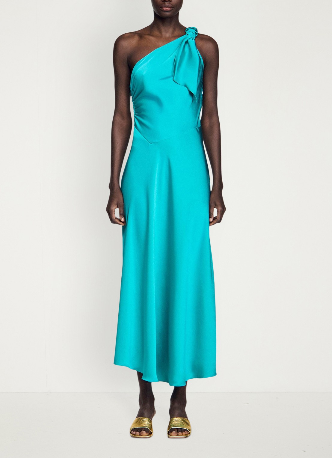 Sandro Maxi jurk met asymmetrische hals - detail 5 groen