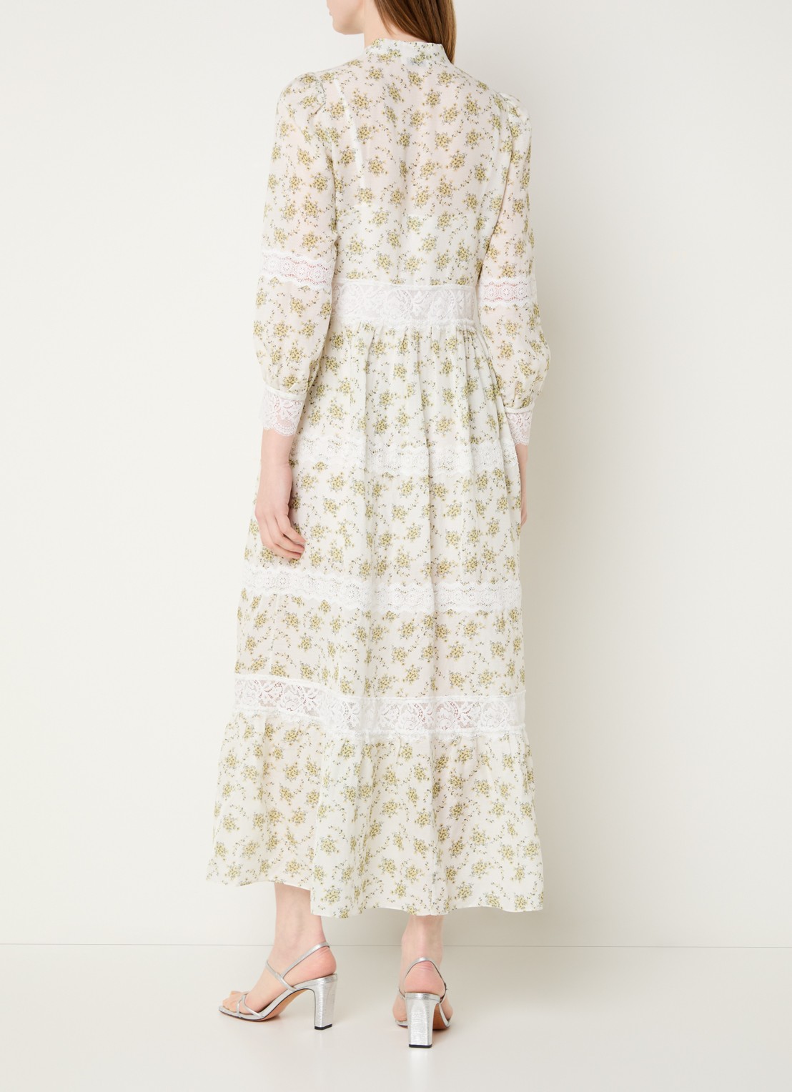 Sandro Maxi jurk met bloemenprint - achterkant gebroken wit