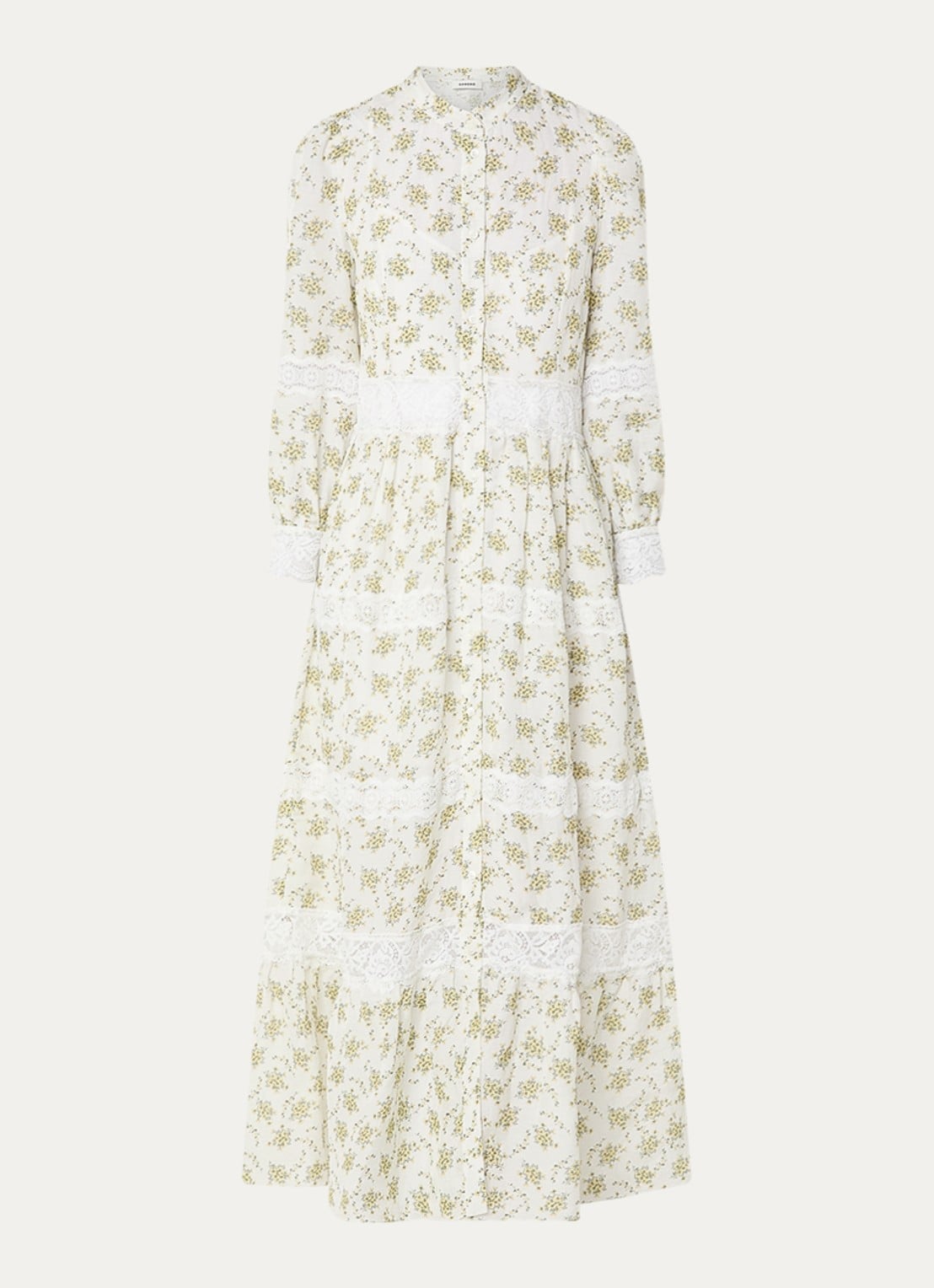 Sandro Maxi jurk met bloemenprint - voorkant 3 gebroken wit