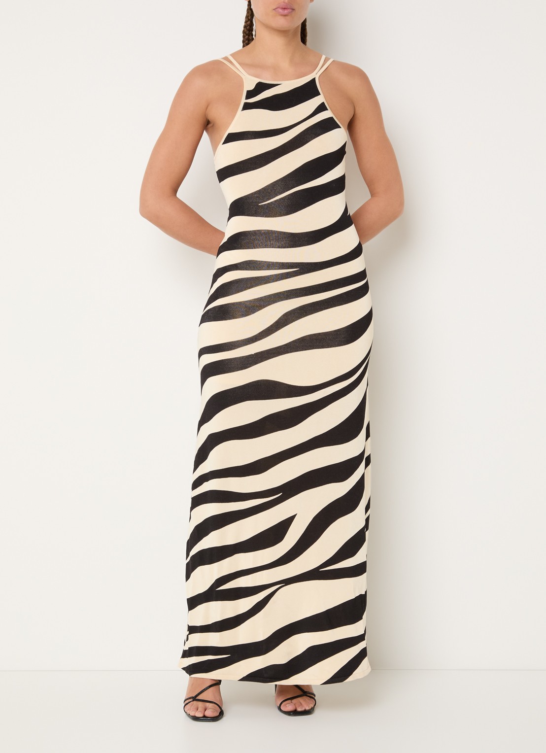 Sandro Maxi jurk met dierenprint - detail 4 zwart