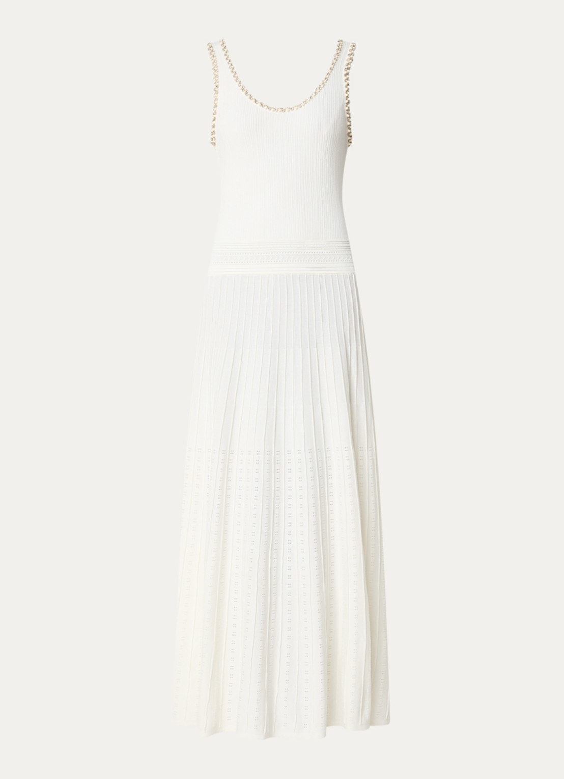 Sandro Maxi jurk met imitatieparels en strass - voorkant 2 gebroken wit