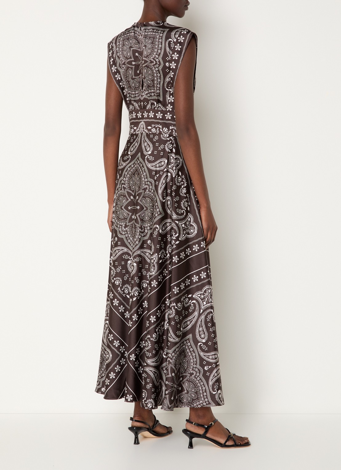 Sandro Maxi jurk met paisley dessin  - achterkant 2 donkerbruin