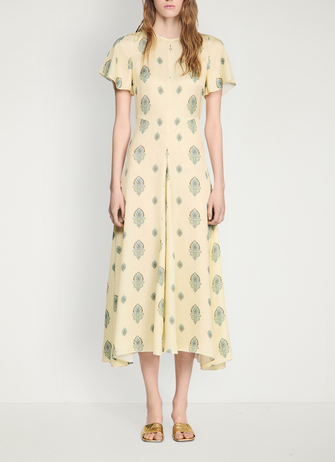 Sandro Maxi jurk met paisley dessin - detail 5 lichtgeel