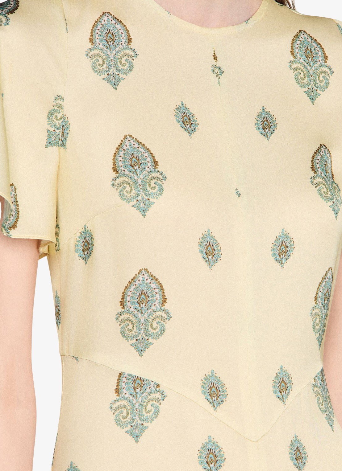 Sandro Maxi jurk met paisley dessin - detail 6 lichtgeel