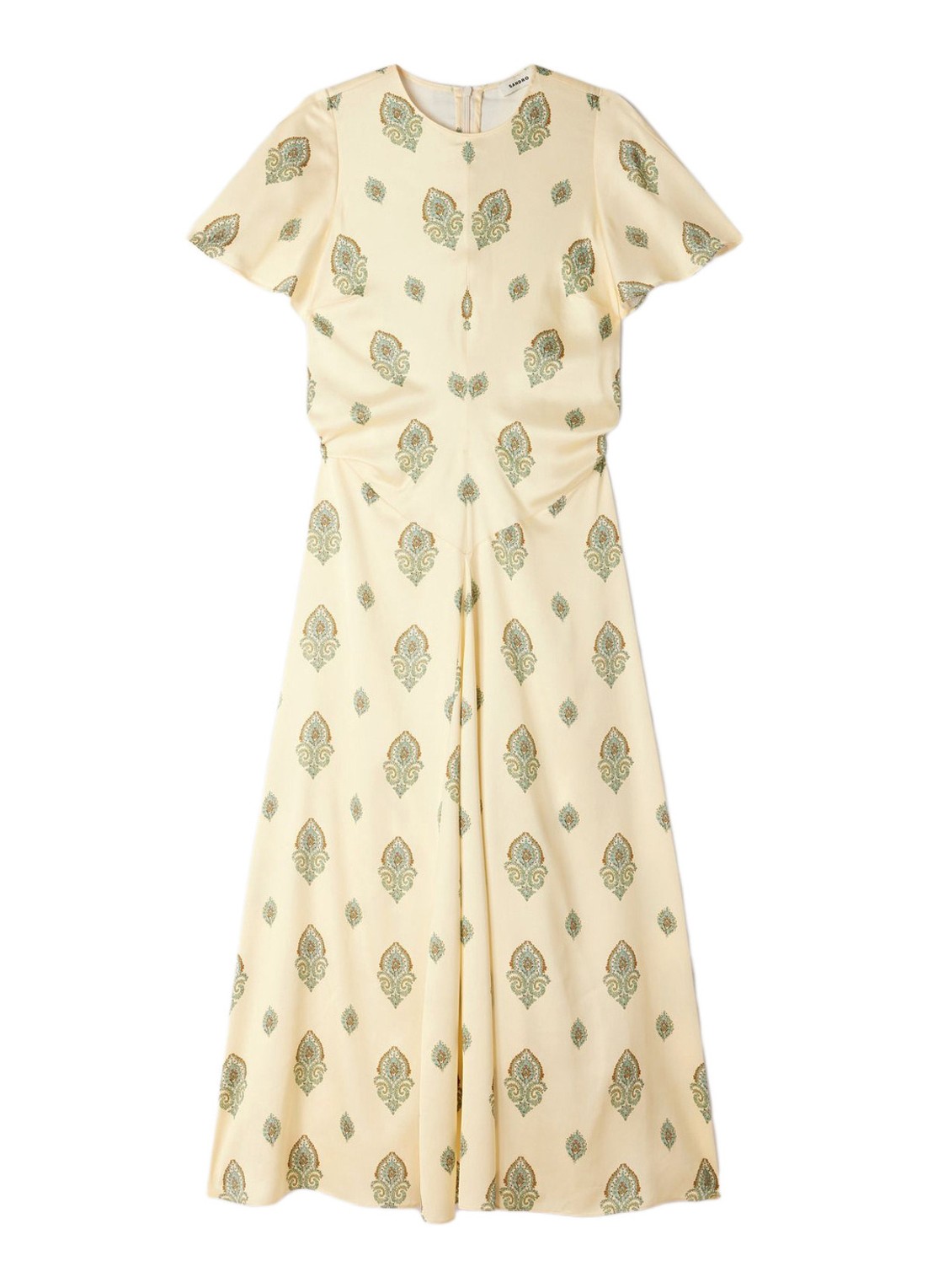 Sandro Maxi jurk met paisley dessin - voorkant lichtgeel