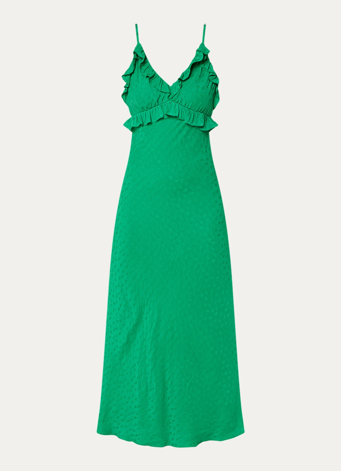 Sandro Maxi jurk met ruches - voorkant 3 groen