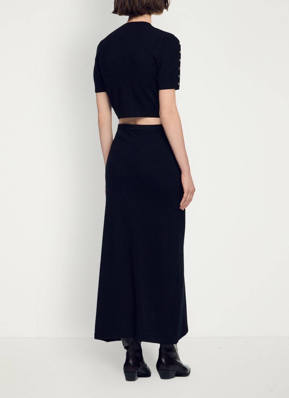 Sandro Maxi rok in wolblend - achterkant 4 zwart