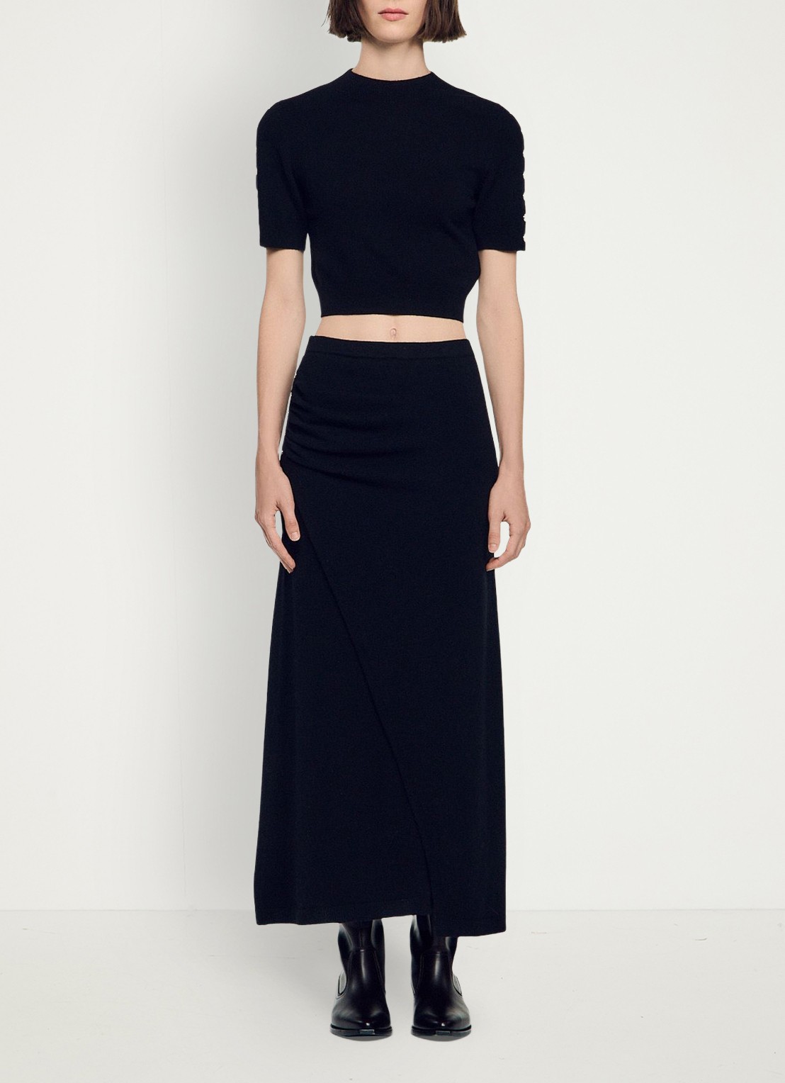 Sandro Maxi rok in wolblend - voorkant 6 zwart