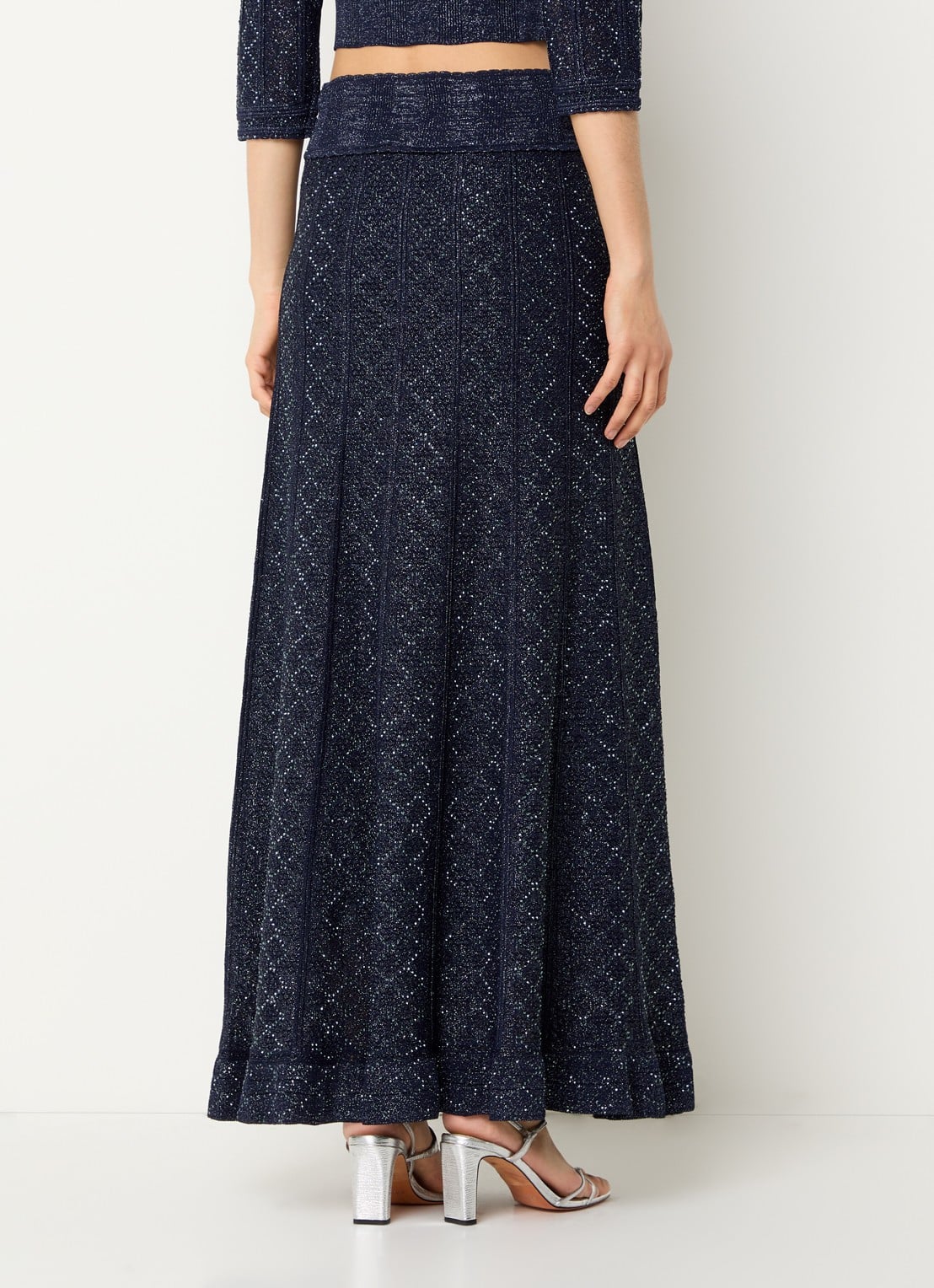 Sandro Maxi rok met strass - achterkant donkerblauw
