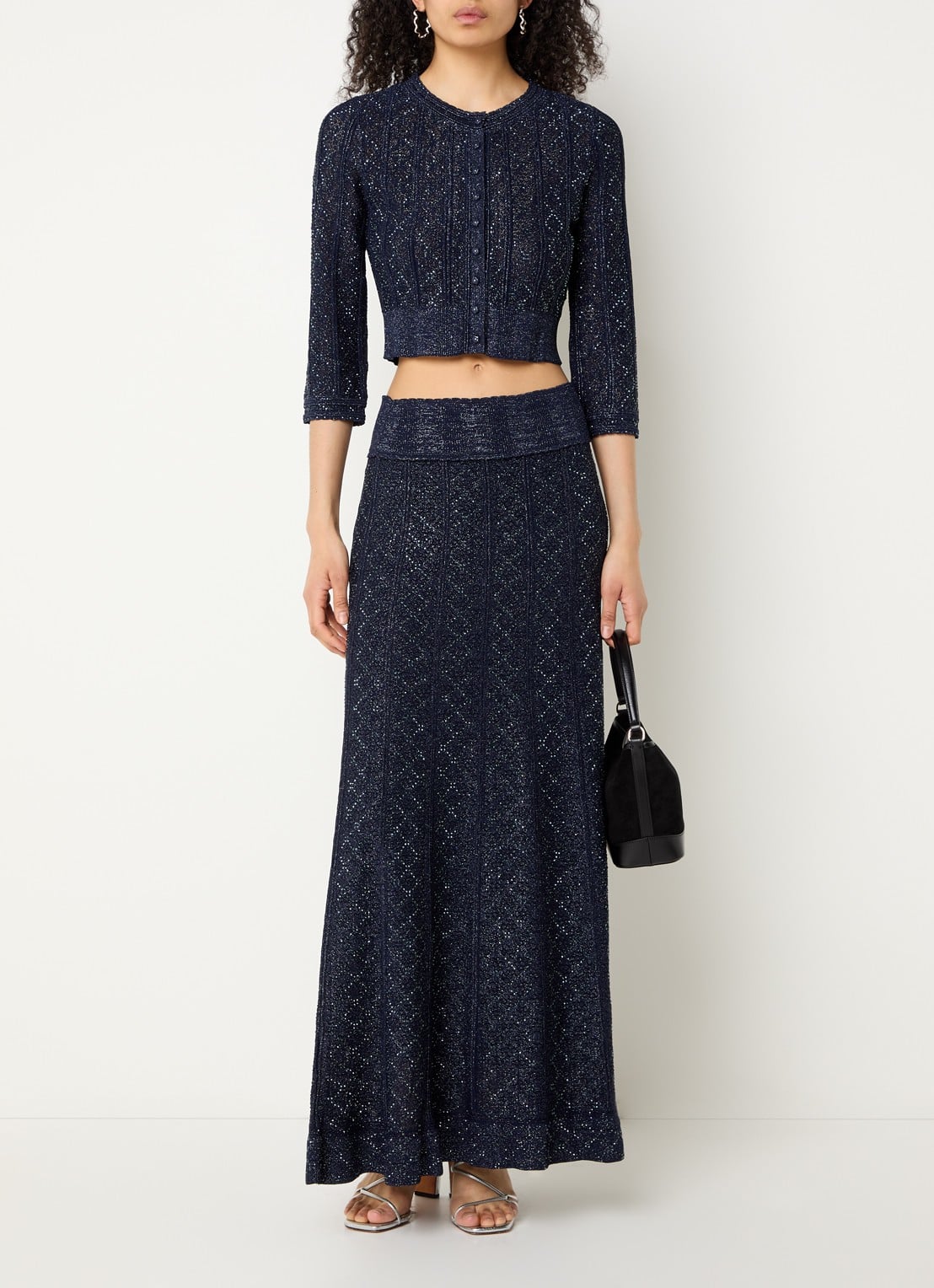Sandro Maxi rok met strass - voorkant 4 donkerblauw