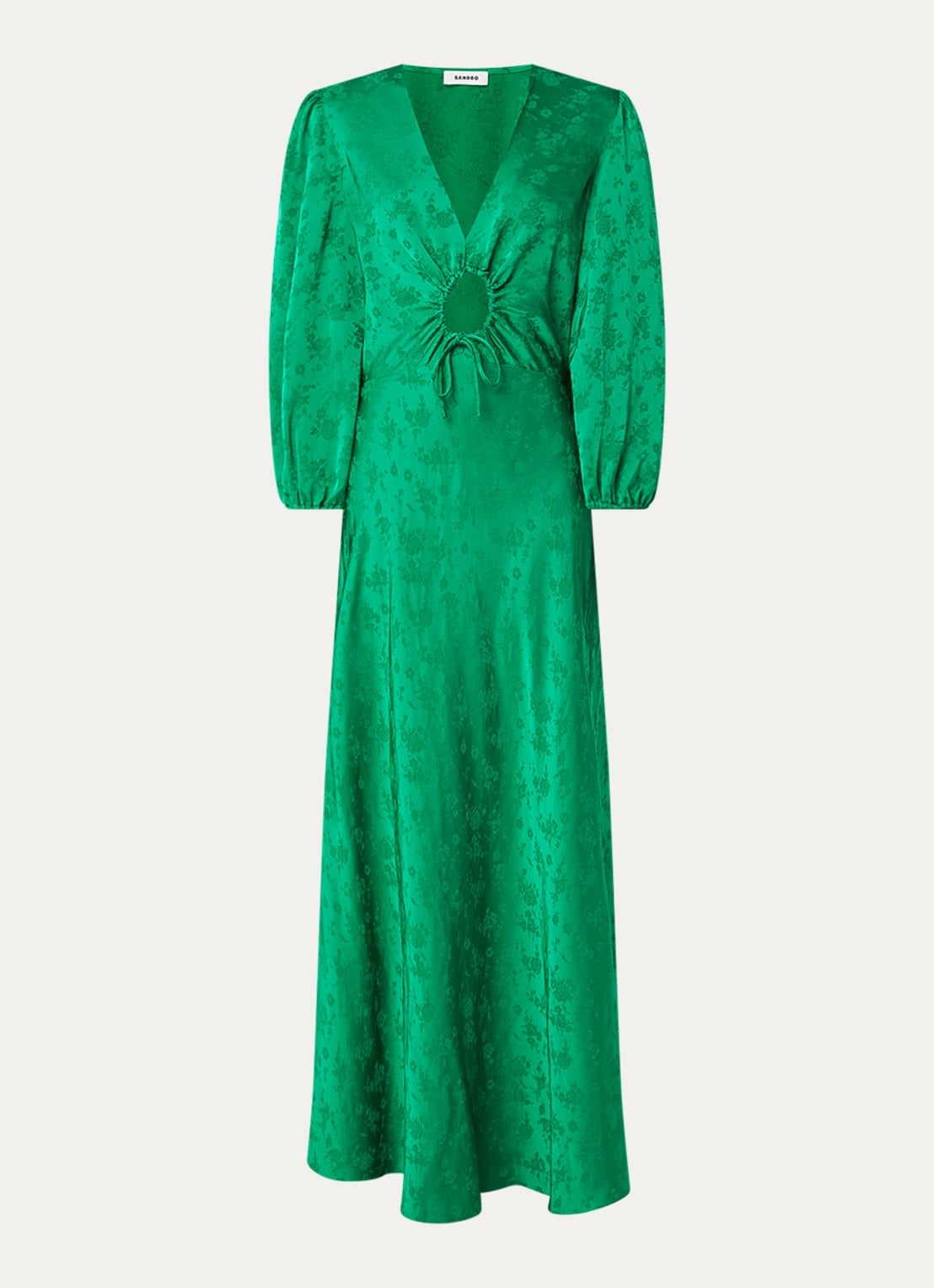 Sandro Maxi tuniekjurk met cut out detail - voorkant 2 donkergroen