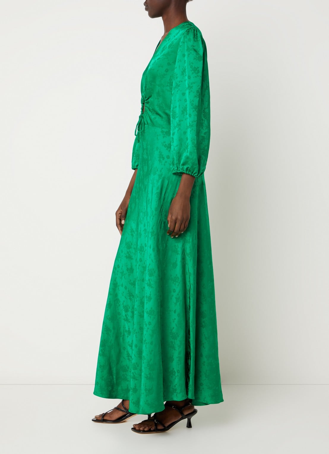 Sandro Maxi tuniekjurk met cut out detail - voorkant 3 donkergroen