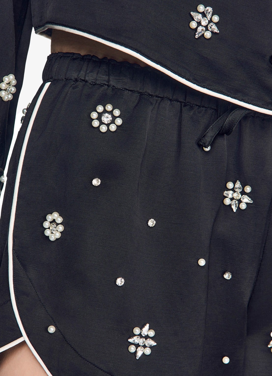 Sandro Mid waist korte broek met stras - detail 6 zwart