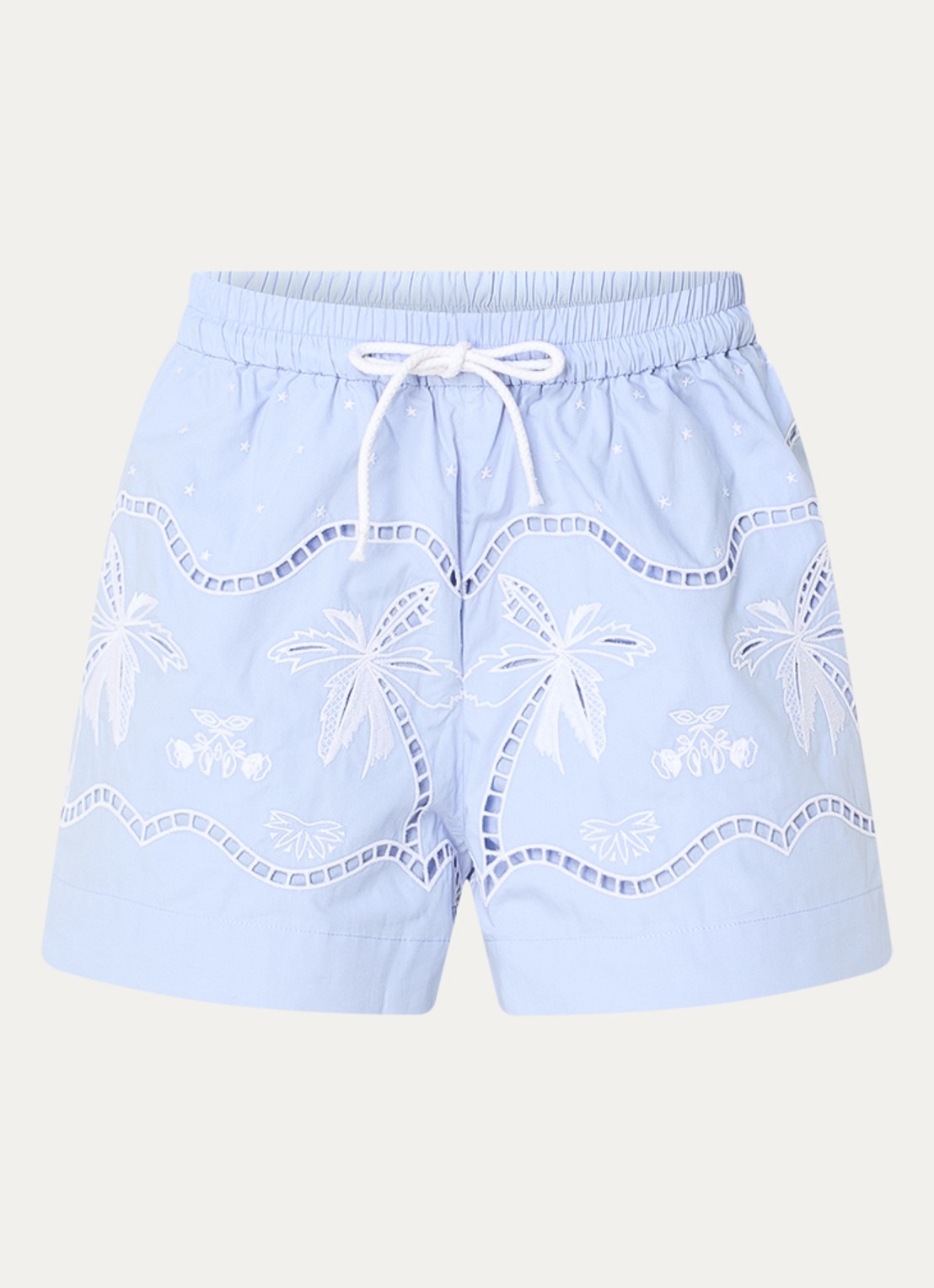 Sandro Mid waist loose fit korte broek met broderie - voorkant 2 lavendel