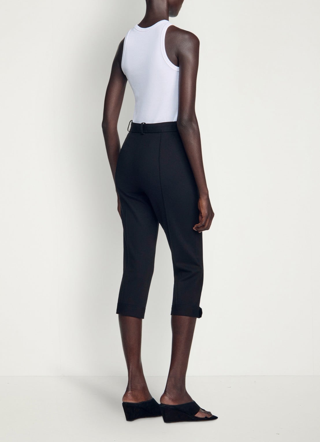 Sandro Mid waist straight fit capri broek - achterkant 6 zwart