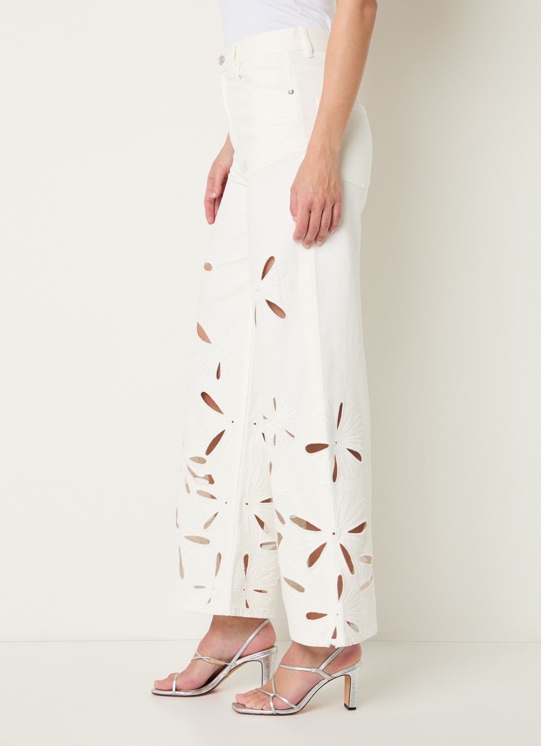 Sandro Mid waist straight leg jeans met gekleurde wassing - detail 4 wit