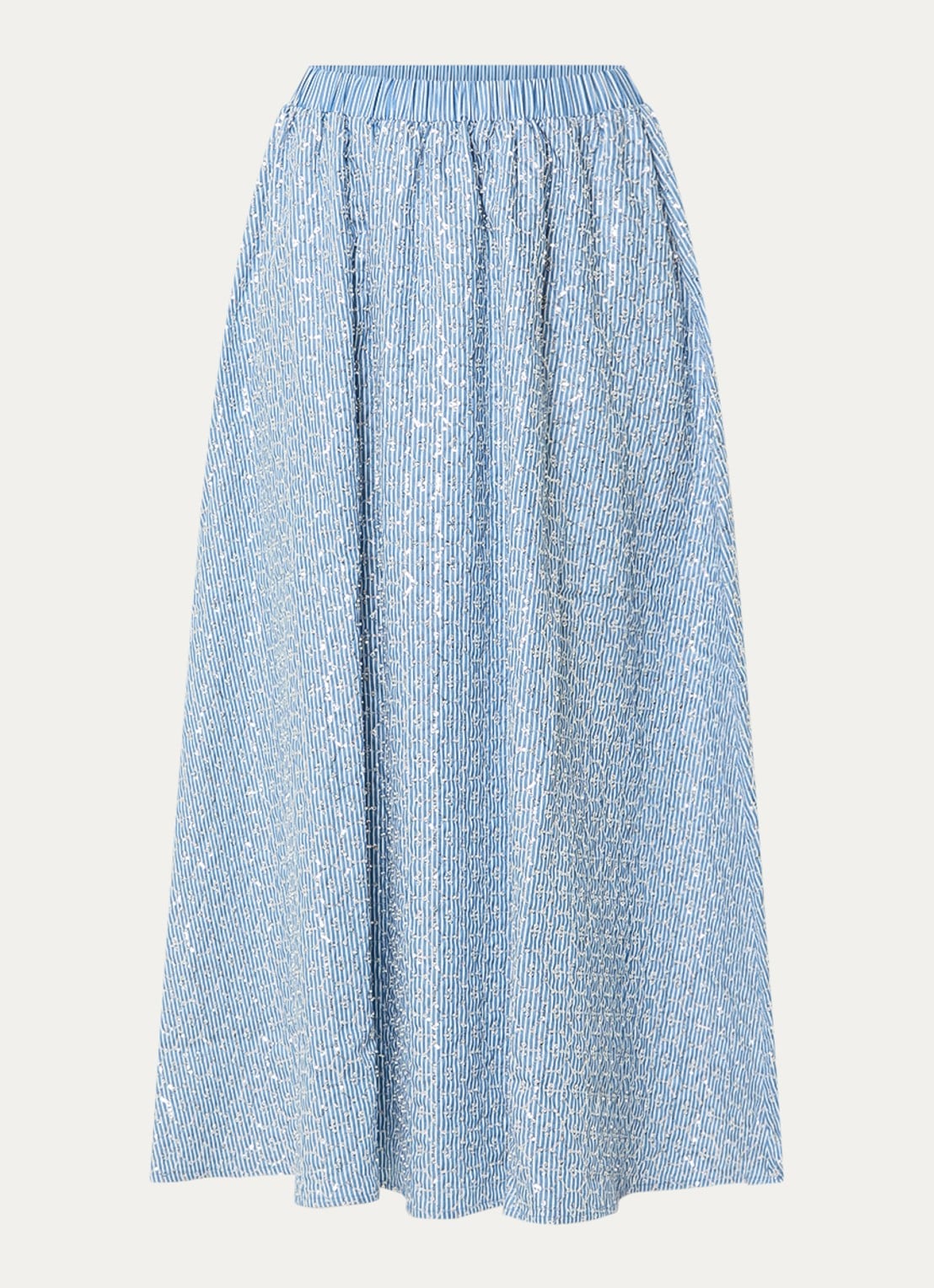 Sandro Midi A-lijn rok met streepprint en strass - voorkant blauw